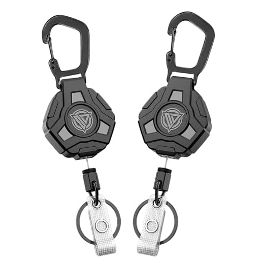 2 Stück Einziehbarer Schlüsselanhänger, Schlüsselanhänger Ausziehbar Stahlseil Karabiner mit 60cm Beschichtetes Stahlseil & Lager 9,17 oz, Robuste Ausweisrolle keyholder für ID Kartenhalter Schlüssel