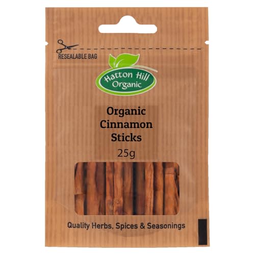 Organic Ceylon Cinnamon Sticks 25g by Hatton Hill Organic | Delicate Sweet Flavour Perfect for Baking Teas & Savoury Dishes 100% Natural