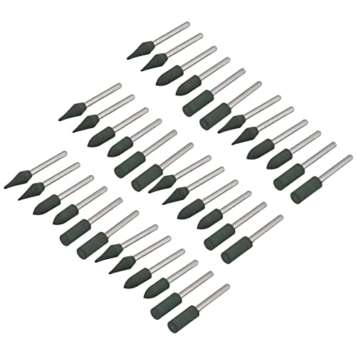 36pc Rotary Tool Rubber Polishing Points Cone Point Cylinder Shape 3.17 Mandrel