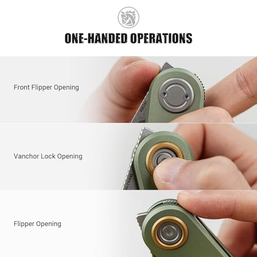 Vosteed Corgi V Pocket Knife - 2.36" 14C28N Stonewash Blade - Patented Vanchor Lock, Green Aluminum Handle - EDC Knife Hiking Folding Knife - A3702 by Vosteed - Image 5