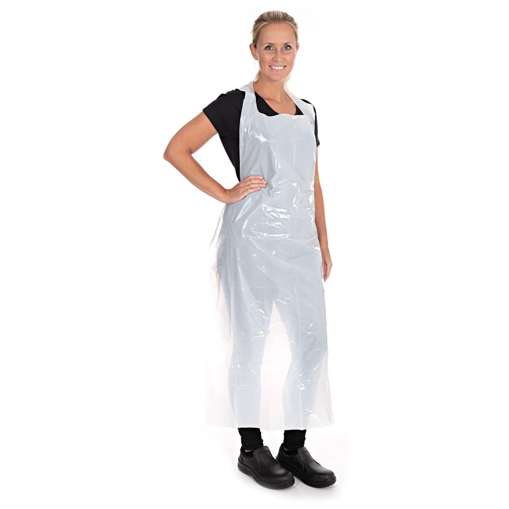Franz Mensch 500 Stück Hygostar Einwegschürzen im Staubschutzbeutel ca. 35 my | LDPE, L: 120cm, B: 75cm, weiß, 35my, Karton, Einwegschürzen, Plastikschürzen, Einmalschürzen