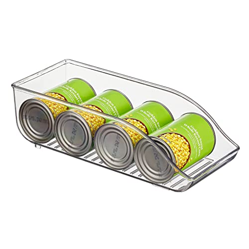 Mdesign Long Plastic Soup Can Dispenser Storage Organizer Container Bin For Kitchen Pantry, Countertop, Cabinet, Refrigerator, Freezer, Hold Canned Food, Soda, Water, Ligne Collection, 4 Pack - Clear #TOP6