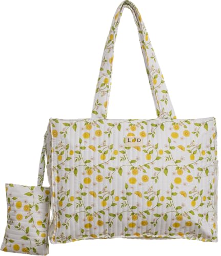 Sac matelassé La Zagara imprimé Citrons Méditerranée 42 x 33 x 13 cm