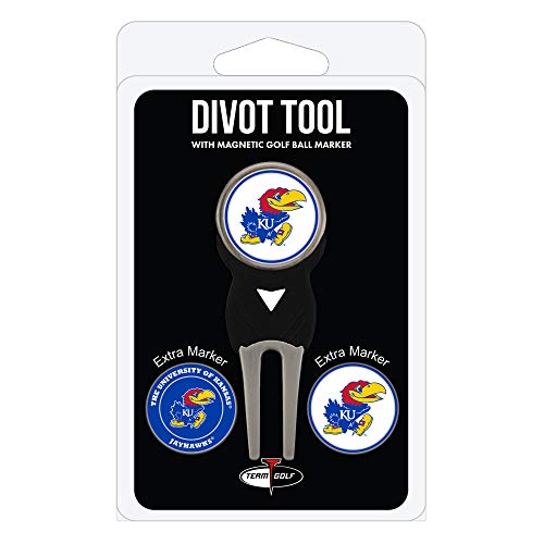 Team Golf Kansas Jayhawks Divot Tool Pack with 3 Golf Ball Markers