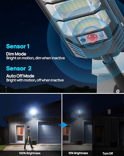 Image of Solar Street Light, 5W Solar Panel, 2600 mAh Battery, 192 LED Beads, Energy Saving, Remote Control (4-Pack)