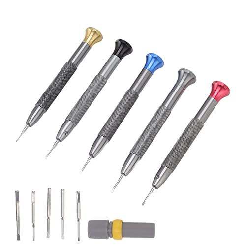 5 Pcs Watchmakers Screwdriver Set Carbon Steel Watch Screwdriver Set Watchmakers Tools Glasses Repairing Set for Watch Eyeglasses Jewelry Repair