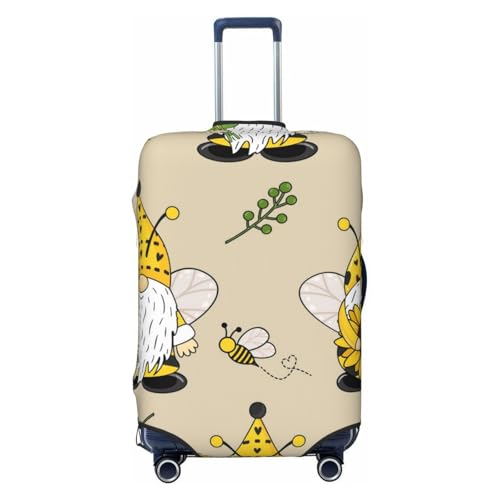 Gnomes Bees And Sunflowers Print Luggage Covers For Suitcase,Elastic Washable & Stretchable Suitcase Covers For Luggage, Anti-Scratch - Fits 18-32 Inch Luggage-No Luggage Included