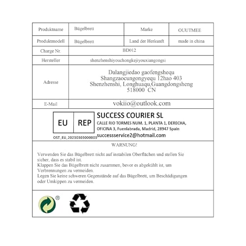 OUUTMEE 110*30CM Folding Ironing Board with Iron Rest, Foldable & Collapsible Ironing Table with Heat-Resistant Cover, Adjustable Height Ironing Board with Non-Slip Feet, Space-Saving & Sturdy(Black) - Image 9