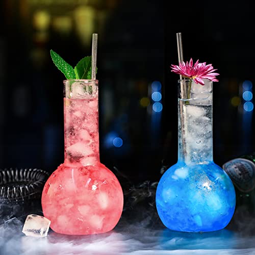 Inftyle Creative Tube Cocktail Glass Set Of 2 -14Oz Distilling Flask Clear Glass For Cocktail Martini Tequila Margarita For Party, Home Bar Or Gift #TOP3