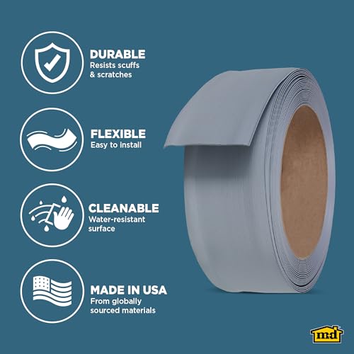 Image of M-D Building Products 93245 4 in. x 20 ft. Silver Gray Self-Stick Vinyl Wall Base