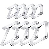 SOSPIRO 8 Stück Tischtuchklammern Edelstahl, 2 Größe(7.7 x 8 cm/4.1 x 4.8 cm) Tischdeckenklammer Tischabdeckungsklemmen Tischdecke Clips Tischdeckenhalter für Dicke Tischplatten, Silber