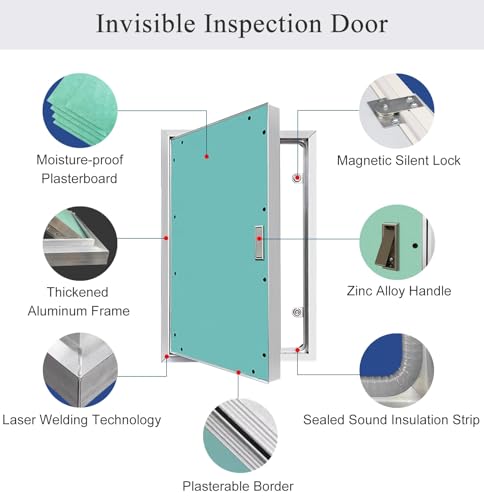 Trampilla e inspección con marco de aluminio y panel de acceso de yeso liso 4