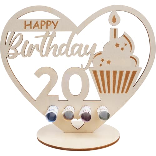 packra Money Gift Birthday Heart Shape, 20 Money Gifts Birthday Wooden Sign Guest Book, 20th Birthday Gift with Happy Birthday Cake, Personalised Gift Birthday Decoration packra Money Gift Birthday Heart Shape, 20 Money Gifts Birthday Wooden Sign Guest Book, 20th Birthday Gift with Happy Birthday Cake, Personalised Gift Birthday Decoration