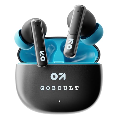 GOBOULT Newly Launched W60 True Wireless in Ear Earbuds with 60H Playtime, Quad Mic ENC, 50ms Xtreme Low Latency, Made in India, Type-C Fast Charging, Made in India,TWS Ear Buds Wireless (Black)