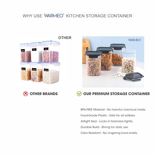 Image of WARMEO FRESH LOCK Airtight Kitchen Storage Container SET of 4 pcs (1200ml each) BPA Free Air tight Storage Organizer for Dry Food,Pulses,Spice,Kitchen Accessories Items & Storage-Transparent