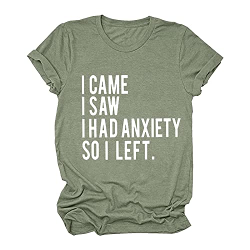 Lettre Top Manches Courtes T-shirt Femmes Imprimé Décontracté Femmes T Chemises Pull Femme Motif Hiver, vert, XL Cover