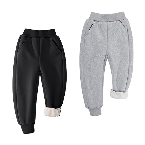 Pantalones de chándal para niños con forro polar cálido y suave