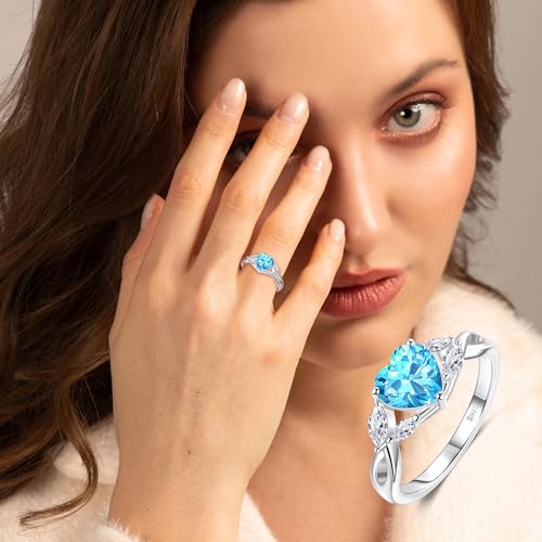 S925 Sterling Silver Promise Rings For Her Heart Birthstone Ring Wedding Engagement Valentine's Day Jewelry For Women4