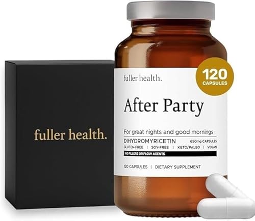 Fuller Health After Party DHM Dihydromyricetin Supplement | Supports Liver, Metabolism, Energy Levels, Post-Celebration Relief | Feel Refreshed, 650mg Per Pill | 1 Bottle, 24 Servings
