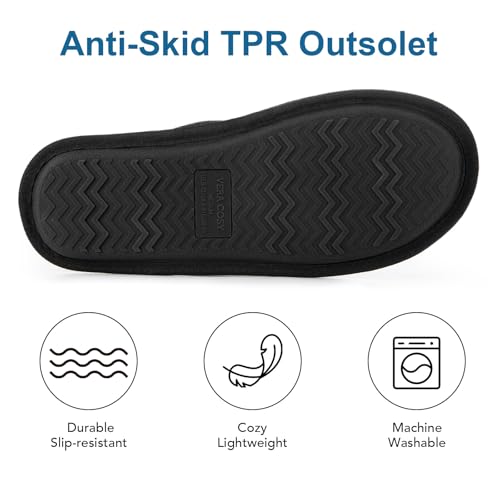 Image of VeraCosy Men's Corduroy Scuff Slippers Soft Comfy Memory Foam Non-slip Indoor House Shoes