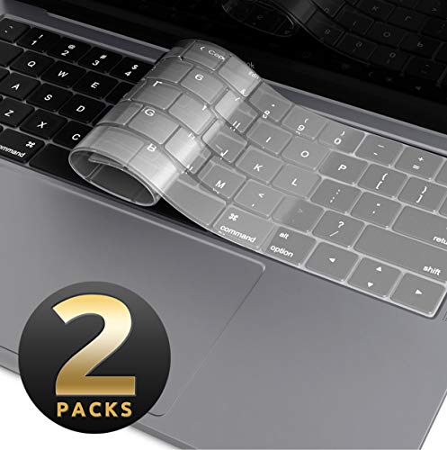 i-Blason Clear Ultra Slim Silicone Keyboard Skin Protector Designed for MacBook Air 13 Inch 2018 Release A1932 with Retina Display and Touch Id, [2-Pack]