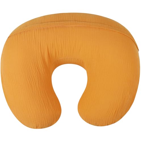 Image of Onacosht Muslin Nursing Pillow Cover Soft 100% Cotton Feeding Pillow Slipcover Fits Standard Infant Nursing Pillow for Baby Boy and Girl, Orange