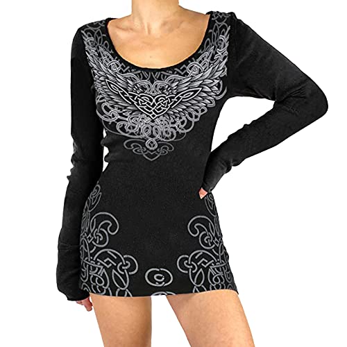 SQIAN Fall Dresses for Women 2022 Women s Fashion Dress Round Neck Sexy Elegant Winter Cocktail Dress for Women Black