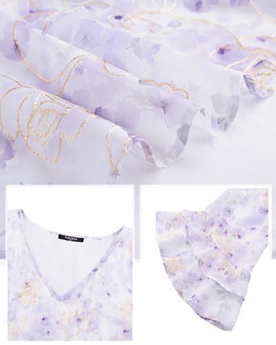 VALOLIA Womens Blouses 3/4 Sleeve Dressy Tops Business Casual Double Layers Shirts3