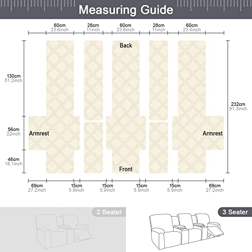 Image of TAOCOCO Non Slip Recliner Sofa Covers for 3 Cushion Couch, Waterproof Reclining sofa cover for Leather Sofa with Console, Split Reclining Couch Cover Recliner Furniture Protector (3 Seater, Dark Grey)