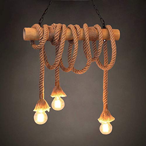 Corde de chanvre pendant light luminaire de plafond industriel rétro
