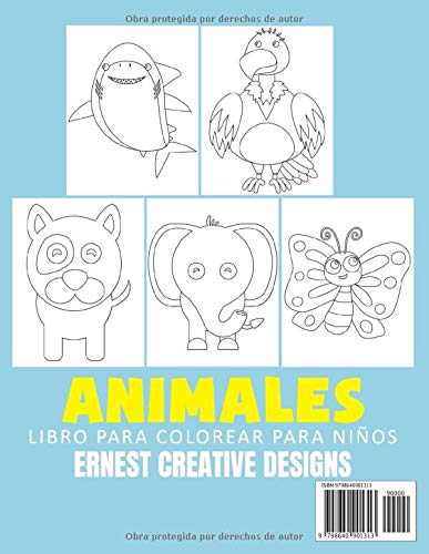 Vista 2 de Mi Primer Libro Para Colorear Animales 55 Páginas para Colorear de Animales - Libro para Colorear y Dibujar - Animales Libro Infantil - Libros