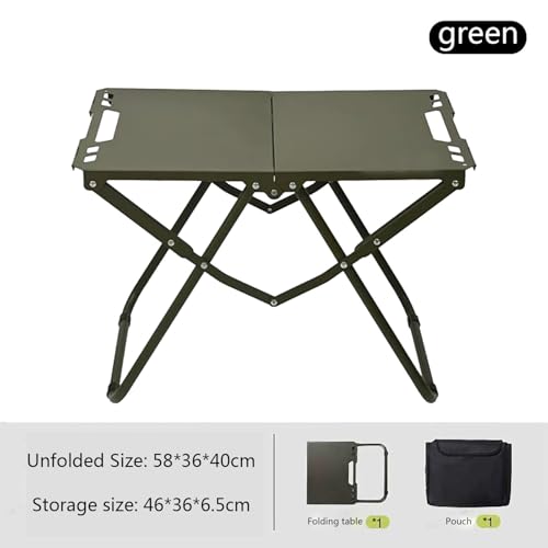 Table de camping pliante en métal vert compacte pour terrasse - 5