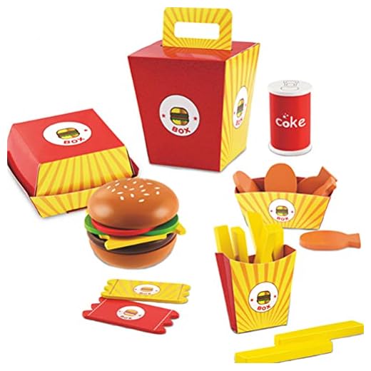 D.O.T Wooden Fast Food Burger Fries Deluxe Dinner Set - 26 PCS