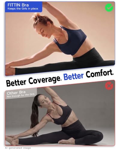 FITTIN Coverage Sports Bras for Large-Bust: Comfortable Zero Spillage for Yoga Pilates - Stay-in-Place Fit with Any Yoga Pose - 3-Strap Pressure Relief for Women A-D Cups True Navy - image 2