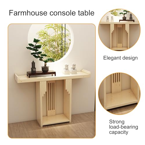 Mesa de sofá estrecha para pasillo largo y decoración del hogar rústico 5