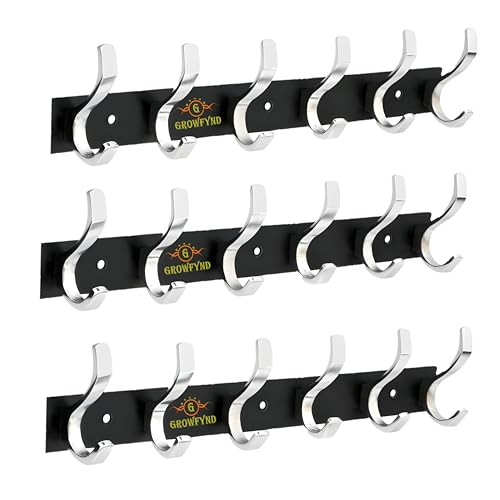 Image of Heavy Duty S Type Stainless Steel Cloth Hanger Suitable for Bathroom Bedroom Kitchen Wall Hook Rail Hanging Scarf Coat Keys Tie Towel Door Robe (Pack of 3, 6 Pin Multi)