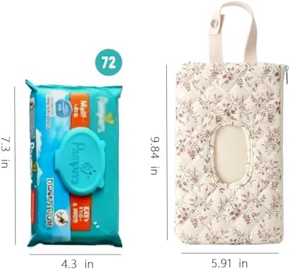 Quilted Baby Wipe Holder Floral Wipe Pouch Portable Hanging Wet Wipes Bag for Stroller, Travel — view 5