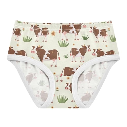 Wusikd Brown White Cow Girls' Underwear Cotton Grass Girls Briefs Soft Toddler Underwear 2T