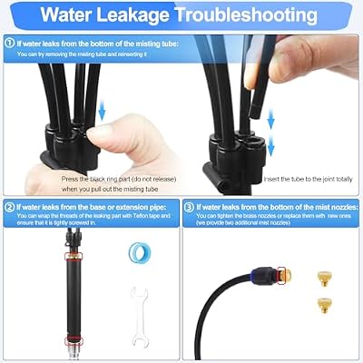 Misters for Outside Patio, Adjustable 4.1FT Standing Misting Cooling System with 26.2FT (8M) Water Supply Line, Outdoor Water Mist Hose for Cooling Backyard Garden Pool Tanning BBQ Kids Playing