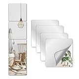NKJVE Unbreakable Mirror Tiles Self Adhesive,4PCS 8”x8” Toddler Mirror for Classroom Decor, Peel and Stick On Small Mirrors for Wall Decor, Shatterproof Plastic Mirrors Stickers for Kids Decorative