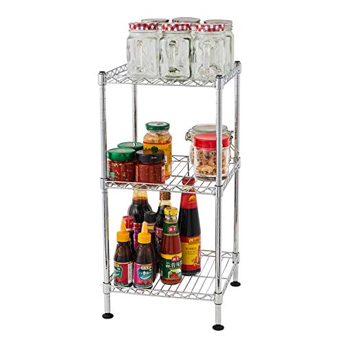 WISLAS 3 Tier Storage Racks Shelving, Heavy Steel Pantry Shelves,