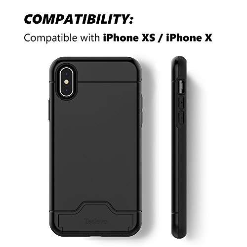 Teelevo Wallet Case For Iphone Xs/Iphone X, Dual Layer Case With Card Slot Holder And Kickstand For Iphone Xs (2018) And Iphone X (2017) - Black #TOP1