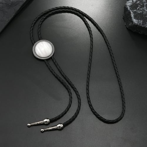 Image of Joxevyia Bolo Tie for Men Vintage Cow Skull Leather Rope Western Cowboy Necktie Vintage Bola Tie Gift for Him