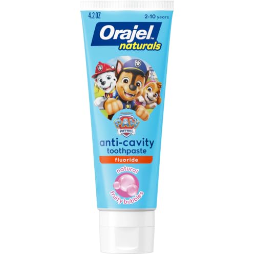 Orajel Kids Paw Patrol Anti-Cavity Fluoride Toothpaste, Natural Fruity Bubble Flavor, 4.2oz Tube