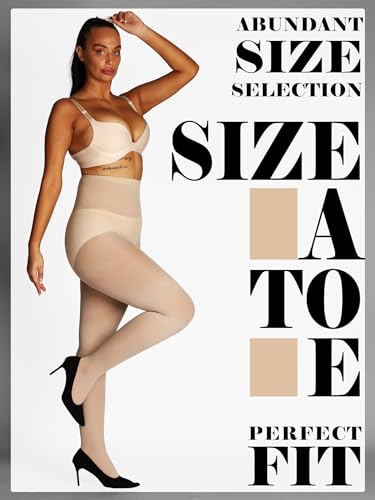 Image of HONENNA Semi Opaque Silky Women Pantyhose Tights, 20+ Colors Invisibly Toe Reinforced 60 Den Size A-E