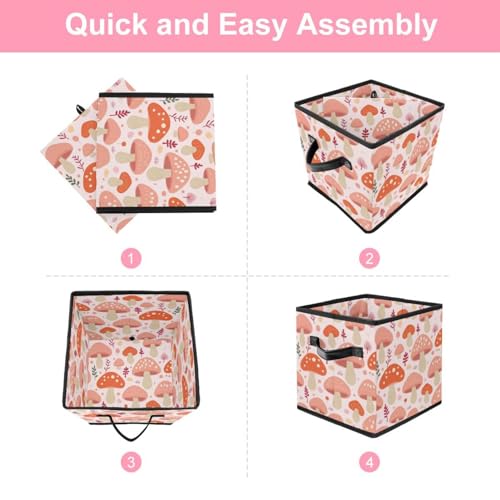 Boîte de rangement pliable cube bac pour maison et placard rose - 7