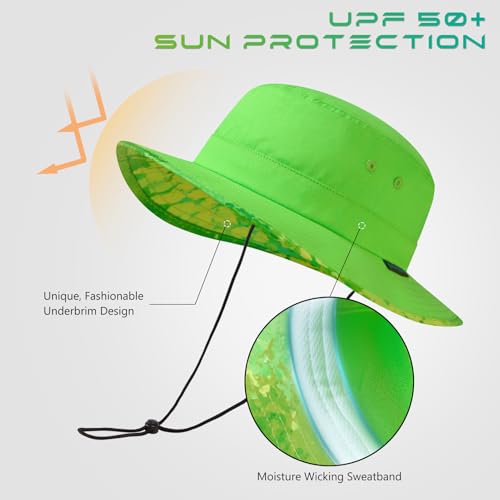 Image of UPF 50+ Foldable Sun Hat Patterned Under Brim Bucket Hats for Summer Hiking Fishing Beach Safari Men Women