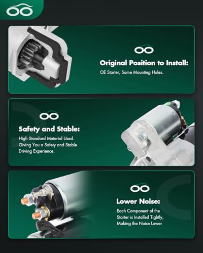 Image of SCITOO Starter Motor BB5T-11000-BA 19227 for FORD Edge 2014 Escape for Explorer 2013-2015 Focus 2013-2017 Fusion Taurus 2013-2016 for Lincoln MKC 2015 2.0L 1.2kW /12 Volt CW 9-Tooth Pinion