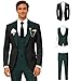 Wangyue Mens Suit Slim Fit 3 Piece Green Tuxedo for Men Double Breasted Suits Green Prom Tuxedo Suits for Men 2026 Wedding Groom Suit Small Tux Set