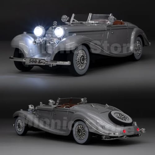 Image of Merceedes Benz 500K Classic Model Car with Box, Zinc Alloy Pull Back Toy car with Sound and Light for Kids Boy Girl Gift [Colors as Per Stock]